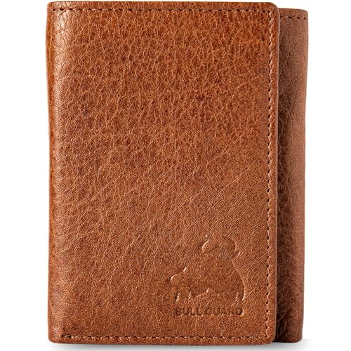 Image of BULL GUARD RFID Genuine Leather Trifold Wallets for Men ID Window, Secret Pocket, Adventure Brown - Wild Buffalo Brown, Classic Trifold Size, Trifold Rfid Wallet
