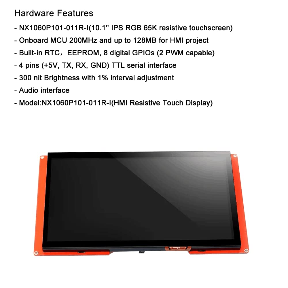 Nextion Intelligente Display 10,1" pollici Touch Screen Resistivo 1024x600 Seriale LCD-TFT Modulo Display HMI Supporta Audio Video NX1060P101-011R-I
