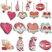 Jetec 64 Cuori in Legno per Matrimonio Artigianato Ornamenti a Cuore d'Amore in Rosa Rosso per San Valentine Pezzi di Legno a Forma di Cuore Labbra Gnomo Cupido con Corde Decorazioni da Appendere