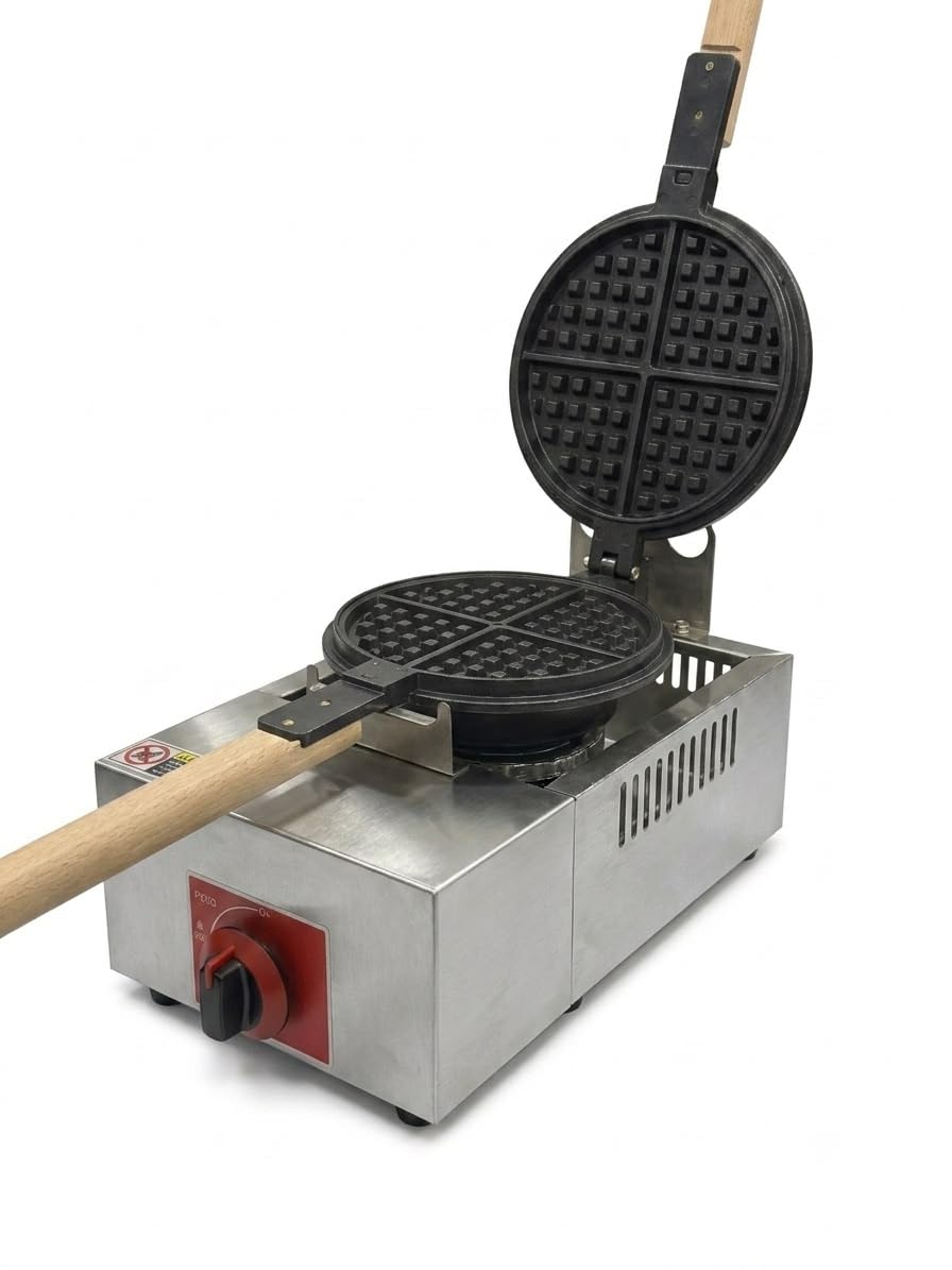 Modern India Kitchenware Gas Based Round Belgian Waffle Maker, 4 Slot, Wooden Handle, Commercial Grade for Cafes, Hotels, Restaurants, Bakeries-image-41
