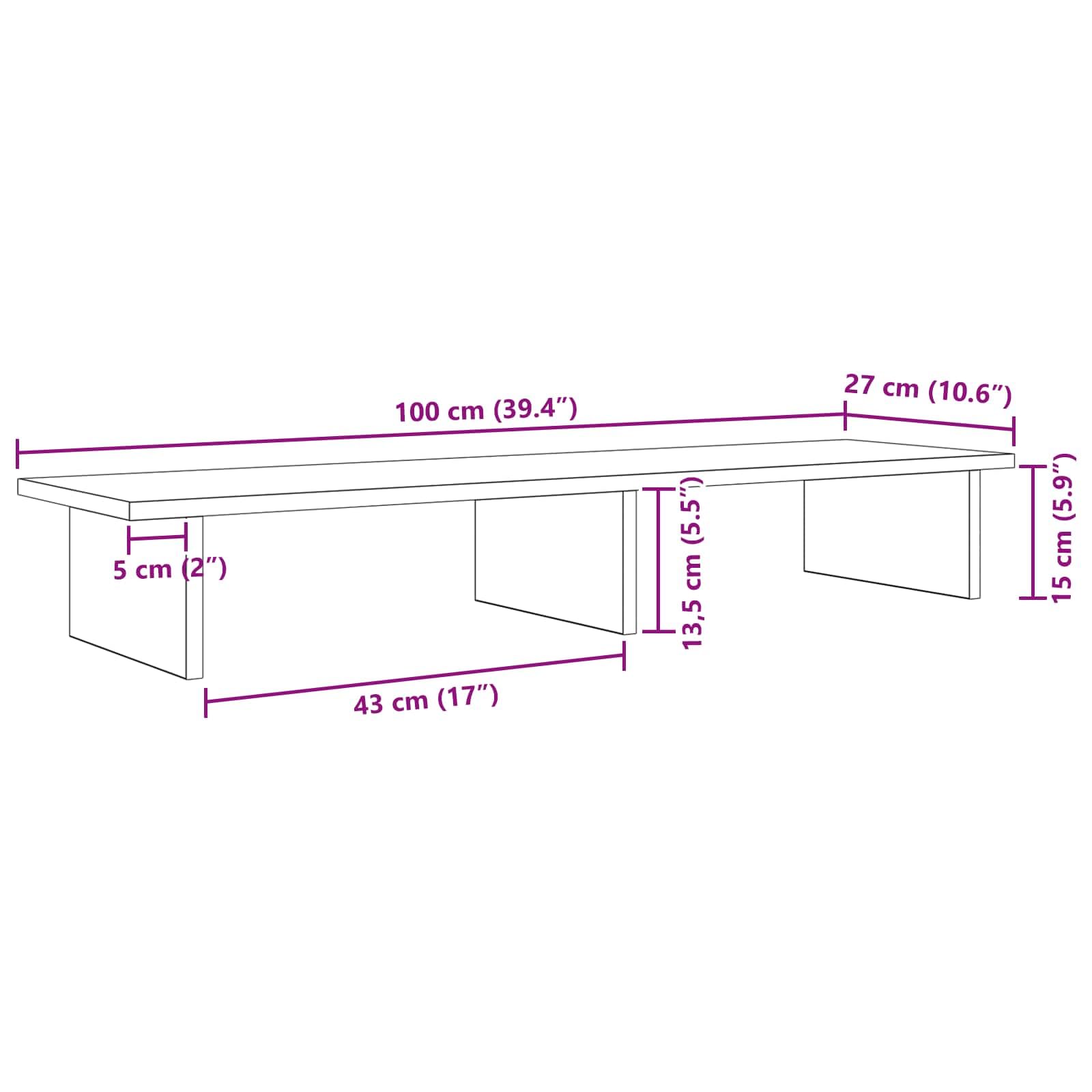 Supporto per monitor, rialzo in legno, 100 x 27 x 15 cm