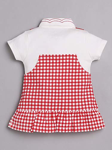 Image of Baby GO Cotton Baby Girls Frock Dress with Bow | Full Sleeve Casual Dress | Checked Winter Wear Princess Skirt Outfit for New Born Baby Girls
