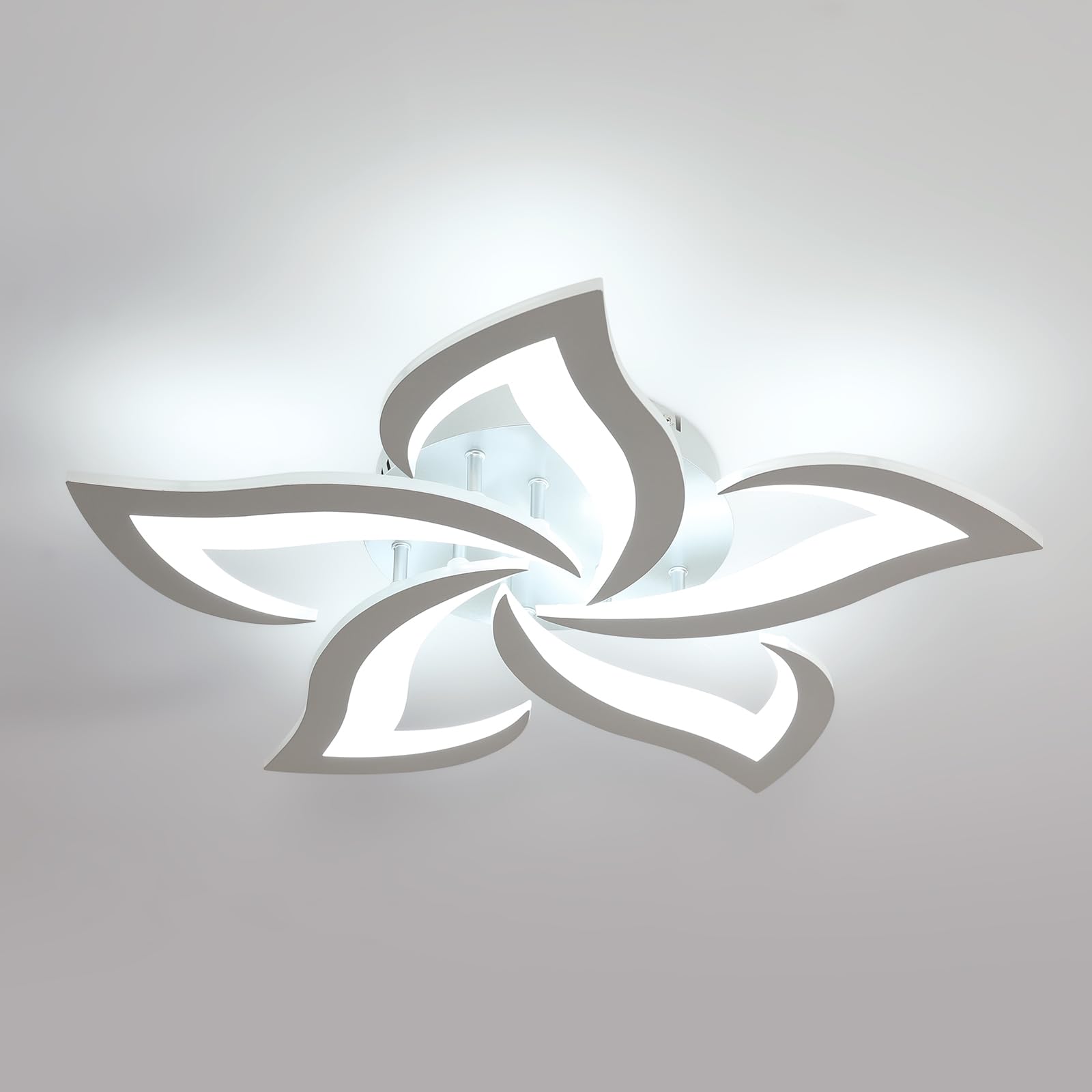 Moderna Lámpara de Techo, 60W Plafon Led Techo | Blanco frío 6500K, Luz de Techo Plata Diseño Forma de Flor Para Salon Dormitorio Comedor Cocina, 58cm