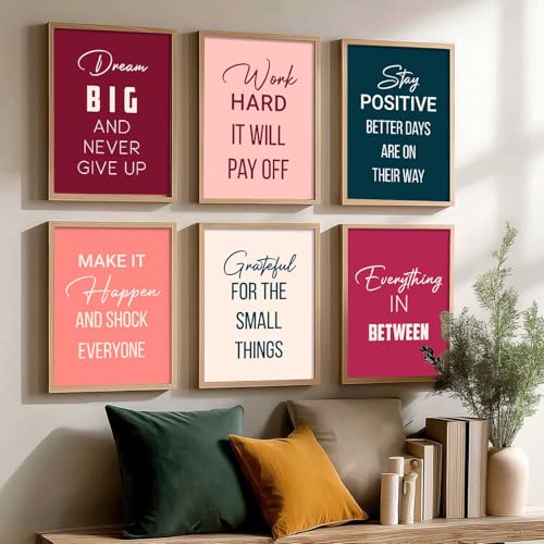 Image of kotart Motivational Quote wall Paintings with Frame for Home Decoration - Painting Living Room Bedroom Office hanging frames Set of 6 Multicolo (14X20 Inch, J)