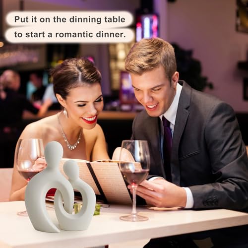 Octdays WLB926 White Couple Statue Love Sculpture: Ceramic Couple Figurine Abstract Art Statue Modern Home Decor thumb #4