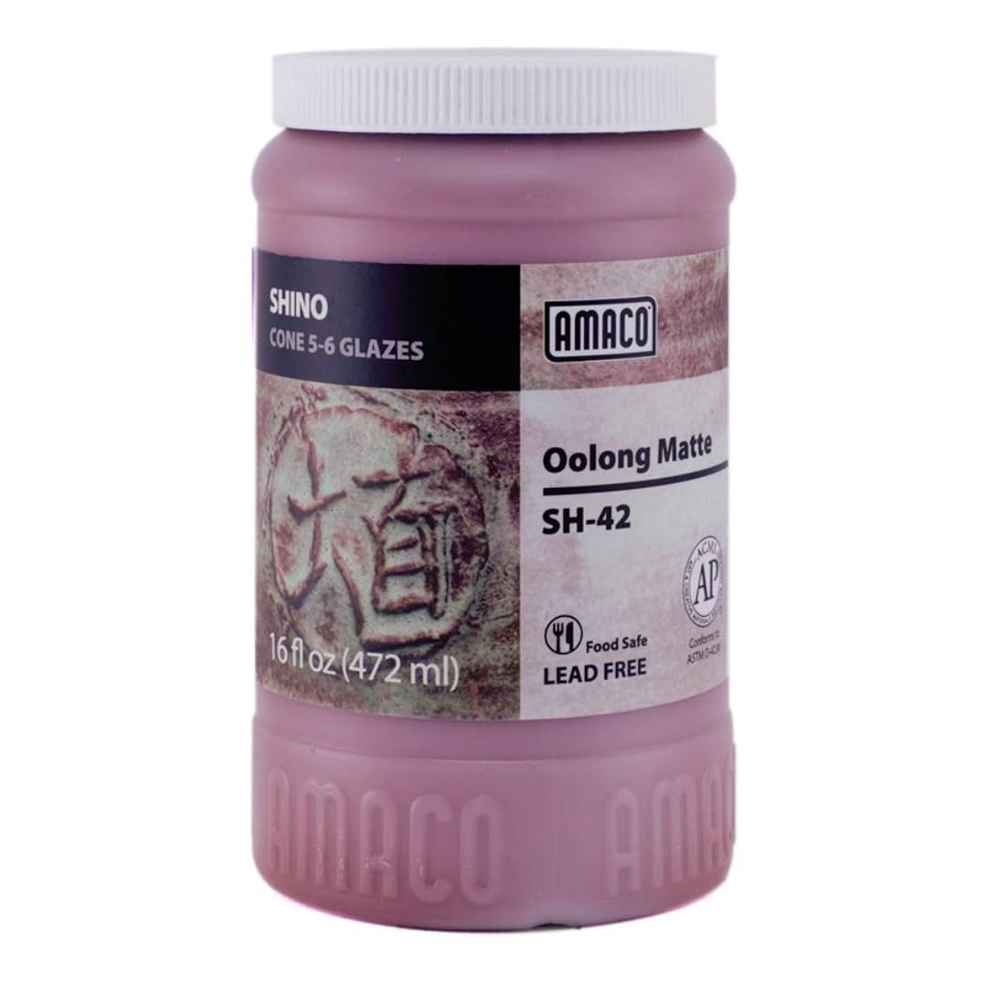 Shino SH-42 Oolong Matte High Fire Glaze Pint, 16 oz. (473 mL), Layerable Mid-High Fire Cone 5-6 (SH) Liquid Ceramic Pottery Matte Glaze for Bisque