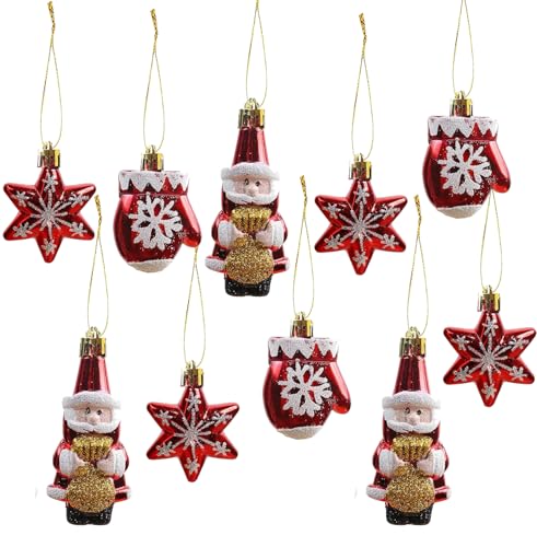 HERZONE 17pcs weihnachtsanhänger rot Weihnachtsbaumschmuck...