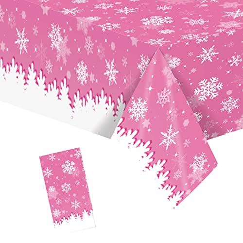 Weihnachtstischdecke Schneeflocke,130x220cm Tischdecke Rosa...