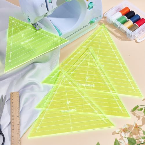 Gabarit de patchwork triangle UNICRAFTALE 4 tailles en acrylique jaune vert pour couture DIY - 2