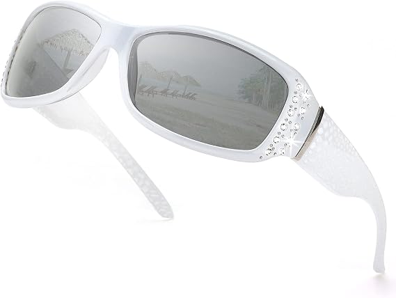 IGnaef Polarized Sunglasses For Women, Rhinestone Women Sunglasses UV400 Protection For Driving/Fishing/Shopping