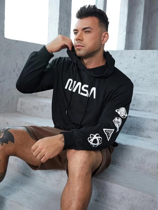 Image of SXV 'NASA Men' Printed Cool Aesthetic Sweatshirt Hoodie