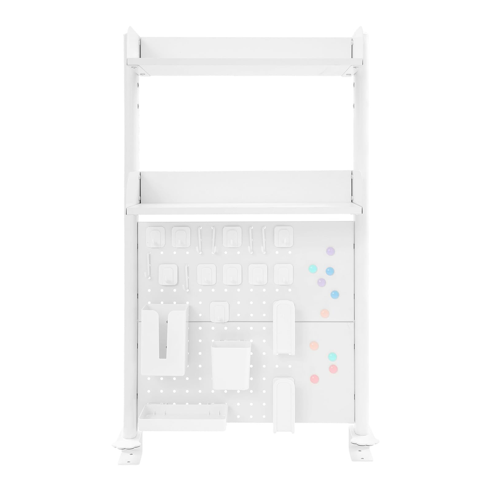 Organizer da scrivania con morsetto da 50 cm, a 3 livelli, con parete forata, per casa, ufficio (bianco)