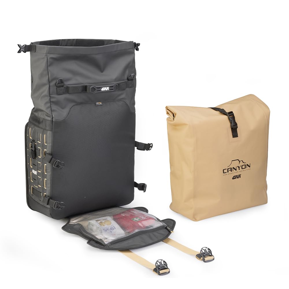 GIVI GRT709B Canyon, Coppia di Borse Laterali Moto Waterproof con Sistema di Fissaggio Unifit, 35+35 Litri