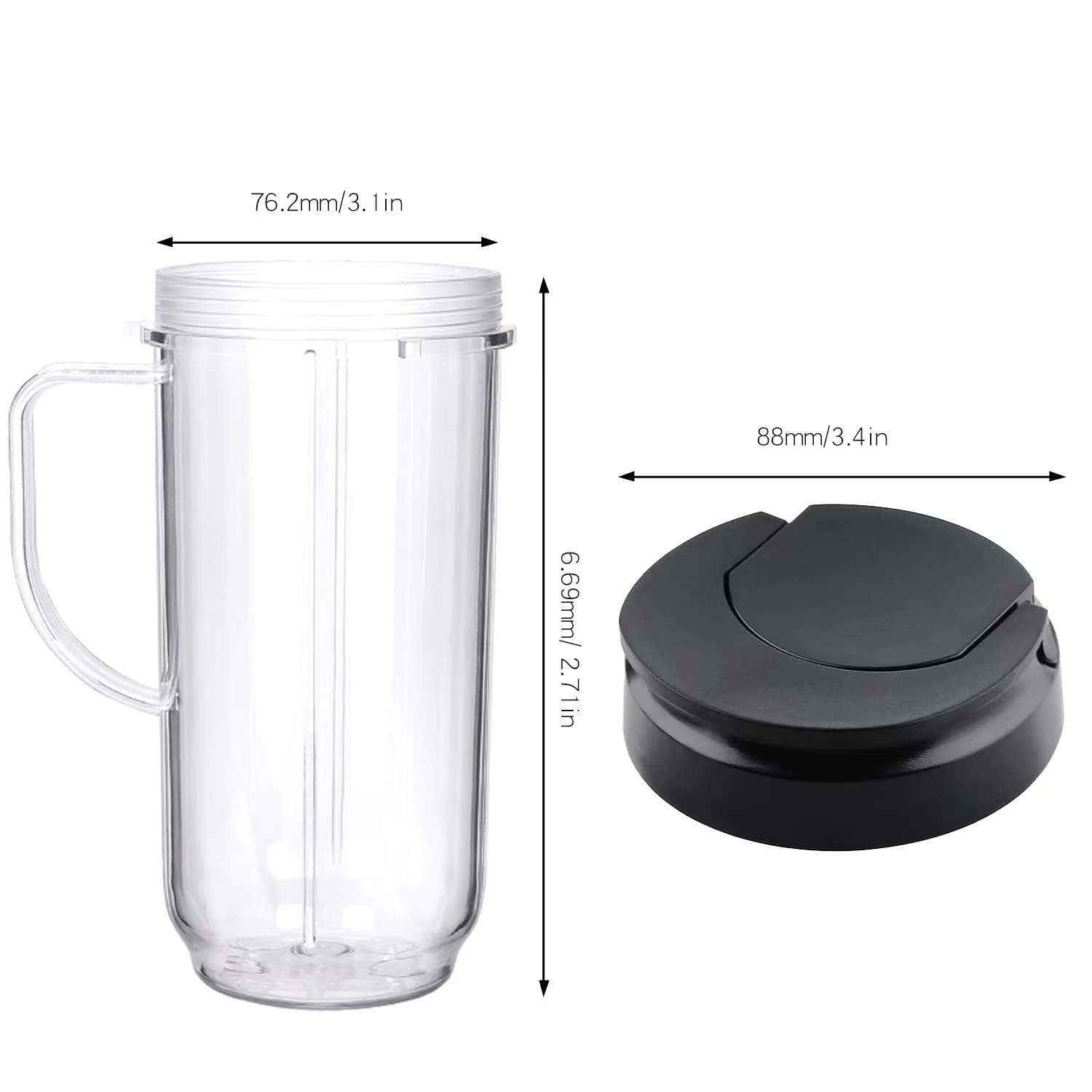 Bullet Blender Cups 2-Pack Magic Bullet Replacement Cups (16oz