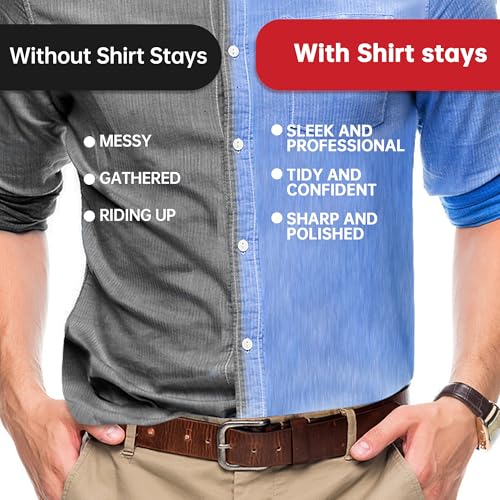 Shirt Stays for Men, Designed in France, 1.1-Inch Wide, Aluminum Buckle, Adjustable Waist Size 26-63 Inches3
