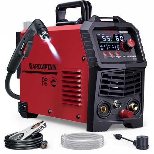 ARCCAPTAIN 55Amp Plasma Cutter, Blowback Non-HF Pilot Arc Plasma Cutting Machine, Large LED Display...