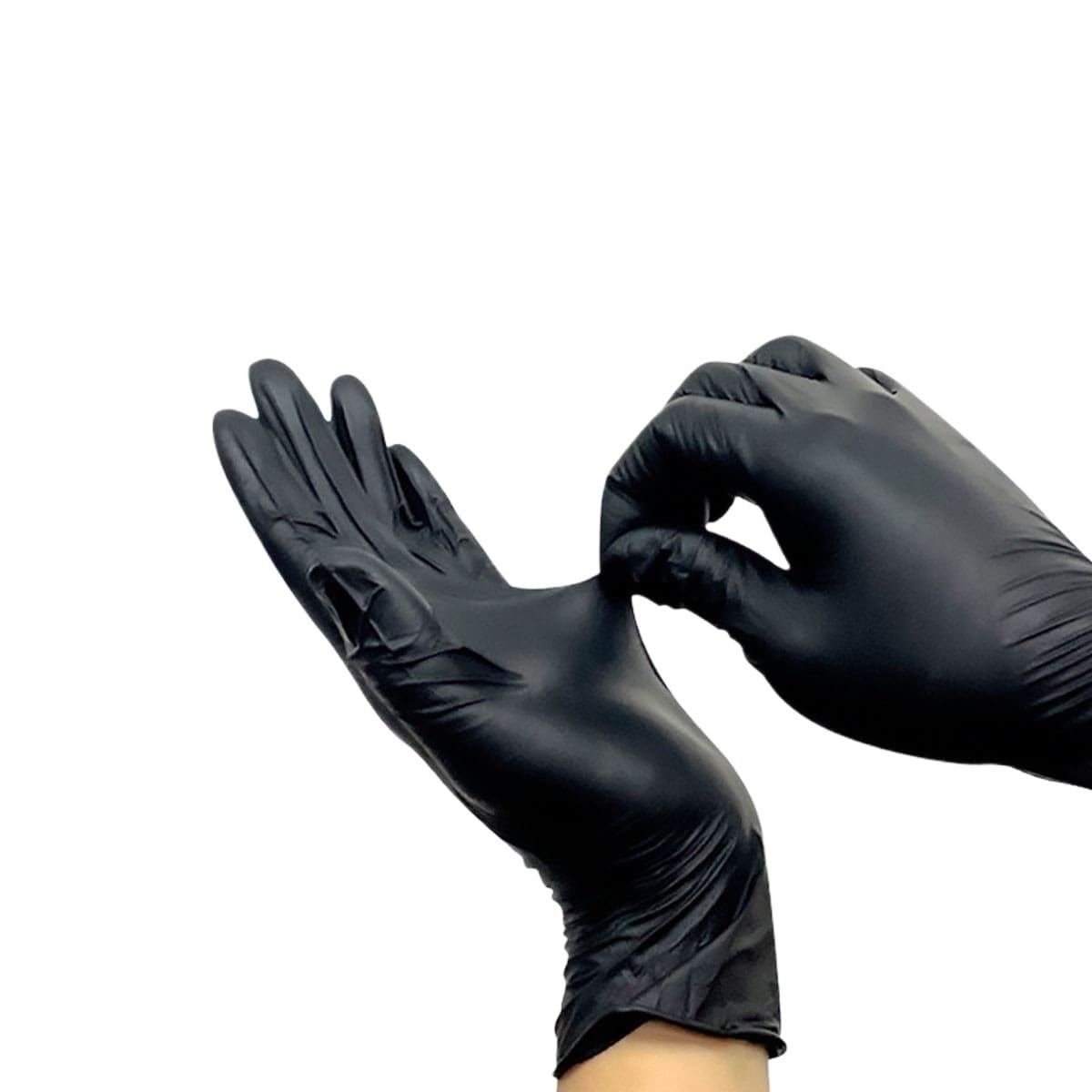 100 guantes de nitrilo negros for comedor, laboratorio, salón belleza, odontología, examen civil(M)