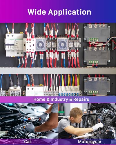 200 Stücke Ringkabelschuhe, ANVINKU 0,5-6,0mm² Kabelschuhe, Ringkabelschuhe Set M4/M5/M6/M8, Teilisoliert Quetschverbinder, Ringösen Kabelschuhe für Garagen, Autoteile