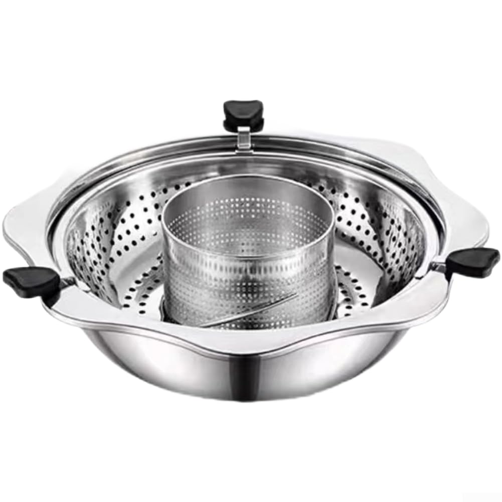 Doppia pentola in acciaio inox, 38 cm, sistema girevole, adatta per piani