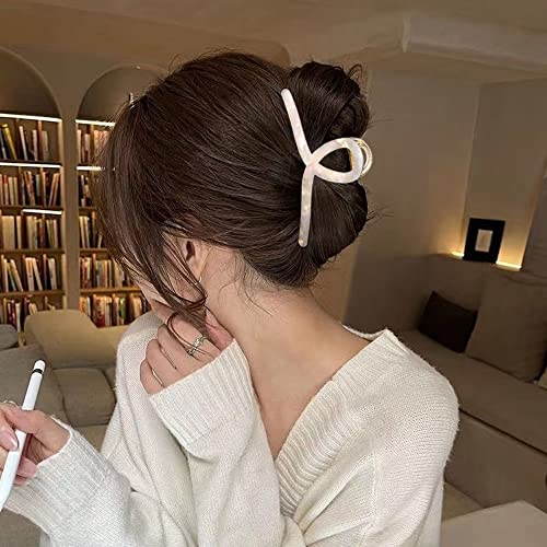Big Hair Claw Clips Butterfly Hair Clips for Women 4.7" Large Acetate Metal Hair Claw Clip for Girls Hair Accessories for Long Thick Hair (Pearly White) - Image 3
