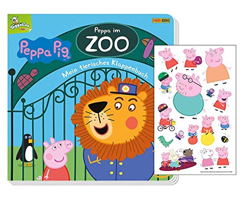 Preisvergleich Produktbild Peppa Pig: Peppa im Zoo - Klappenbuch + Peppa Pig Stickerbogen