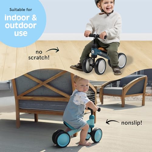 Image of Retrospec Cricket Baby Balance Bike, 4-Wheel Ride-On Toy for Ages 12-24 Months - First Bike & Toddler Bike for 1 Year Old Boys & Girls, First Birthday Gift