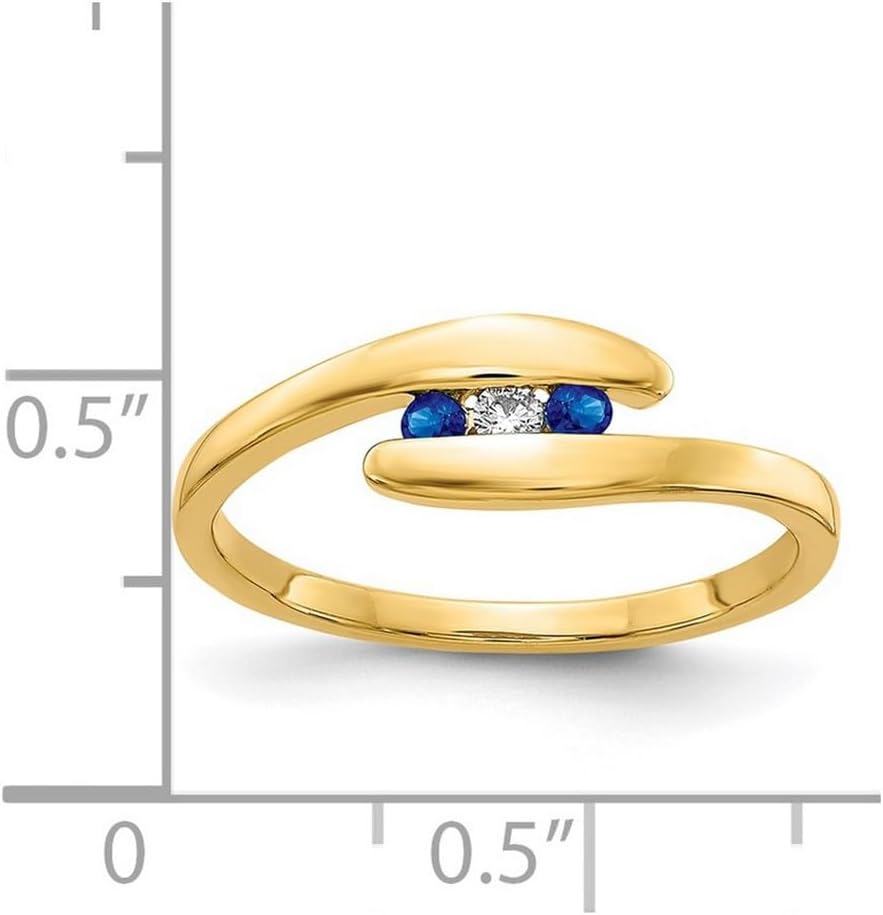 JewelryWeb 14k Yellow Gold Sapphire and Diamond Ring Size 7 Ring for Women - Image 2