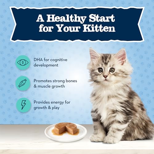 Image of Blue Buffalo Baby Blue Natural Kitten Wet Cat Food Pate Variety Pack, Healthy Growth Formula with DHA, High-Protein & Grain-Free, Chicken and Salmon Recipes, 3-oz Cans (6 Count, 3 of Each)