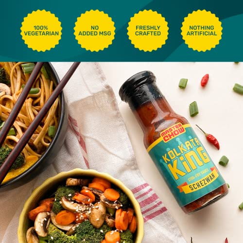 Image of MasterChow Kolkata King Spicy Schezwan Stir Fry Cooking Sauce (220gm) |No Artificial Color | Fresh From the Kitchen | Get Restaurant Style Taste in Just 10 Minutes | Serves 4-5 Meals