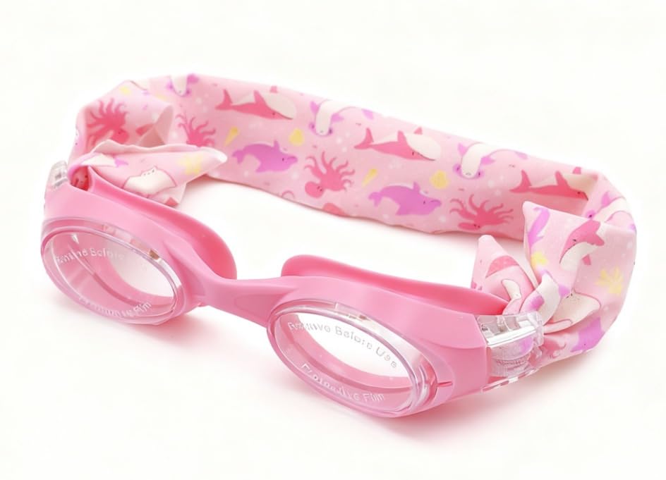 DOLFY Lunettes Piscine Enfant Fille Océan Rose 3-12 Ans – Lunettes Natation Enfant Étanches Anti-Buée avec Bandeau Stretch Doux qui ne Tire Pas les...