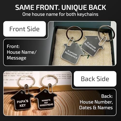 Image of Customized Key Chain for Home - Personalized House Keychain with Name | Unique Key Rings for Home Use | Customised Engraved Keychain Gift for Men & Women