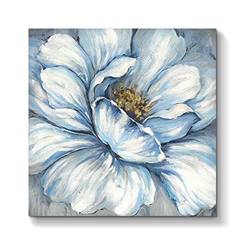 Quadro floreale astratto da parete con fiori dipinti a mano su tela avvolta per bagni (61 x 61 x 1 pannello)