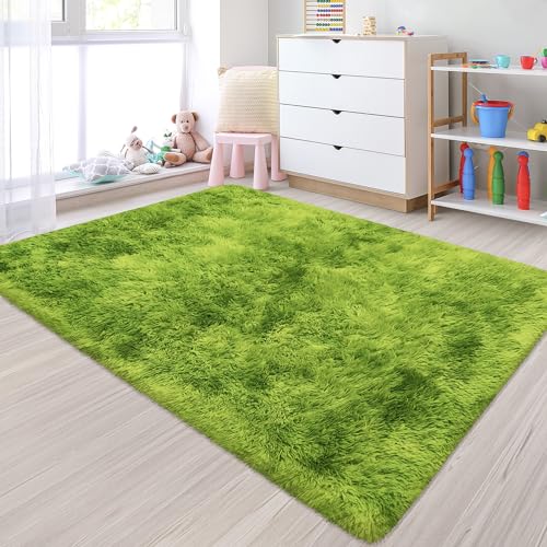 JiaoBaba Small Tie-Dyed Area Rug for Bedroom 3x5 Mini Green