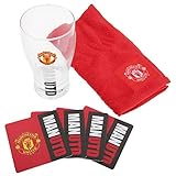 Fußball Bar-Set bestehend aus einem Pintglass, 4 Bierdeckeln und einem kleinem Handtuch, alle mit dem Club-Logo.