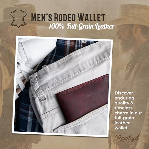 RAW HYD Full-Grain Leather Long Wallet for Men-Classic Bifold Western Wallet for Men-Minimalist Cowboy Wallets for Men-Rodeo wallets for men-Checkbook Cover & Gift for Him (Hunter Brown)4