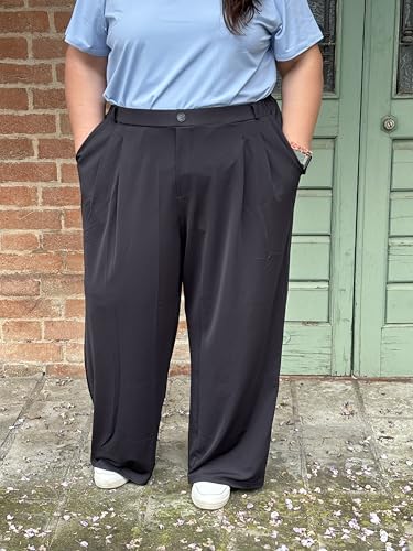 COOTRY Plus Size Wide Leg Dress Pants Women High Waisted Work Pants Business Casual Pants Trousers with Pockets3