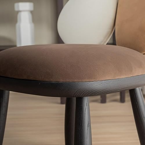 Miniatura 5 de Sillas de comedor, Sillas de comedor modernas de mediados de siglo con patas de madera negra, respaldo ovalado, Sillas para comedor (gris)