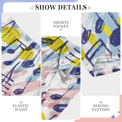 ZZXXB Music Note Watercolor Boys Long Pants Soft Trousers Elastic Waist Kids Lounge Bottoms with Pockets S-XL4