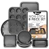 PERLLI Non-Stick 8-Piece Bakeware Set – Carbon Steel with Even Heat Distribution, Oven Safe to 446°F, BPA-Free, Dishwasher Safe, Stackable Baking Tools for Easy Storage and Everyday Cooking – Gray