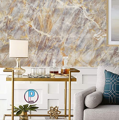 Image of Self Adhesive Wallpaper for Furniture,Almirah,Table Top,Wardrobe,Kitchen,Cupboard Decal & Door| Kitchen Wall Paper Sticker DIY PVC Self Liner Vinyl Stickers. (Onyx Cream Marble, 24x72 Inch)
