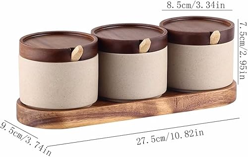 Miniatura 2 de Tarros de especias Tarro de condimentos de cerámica áspera de estilo japonés chino retro cocina tarro de condimentos de cerámica tarro de sal caja