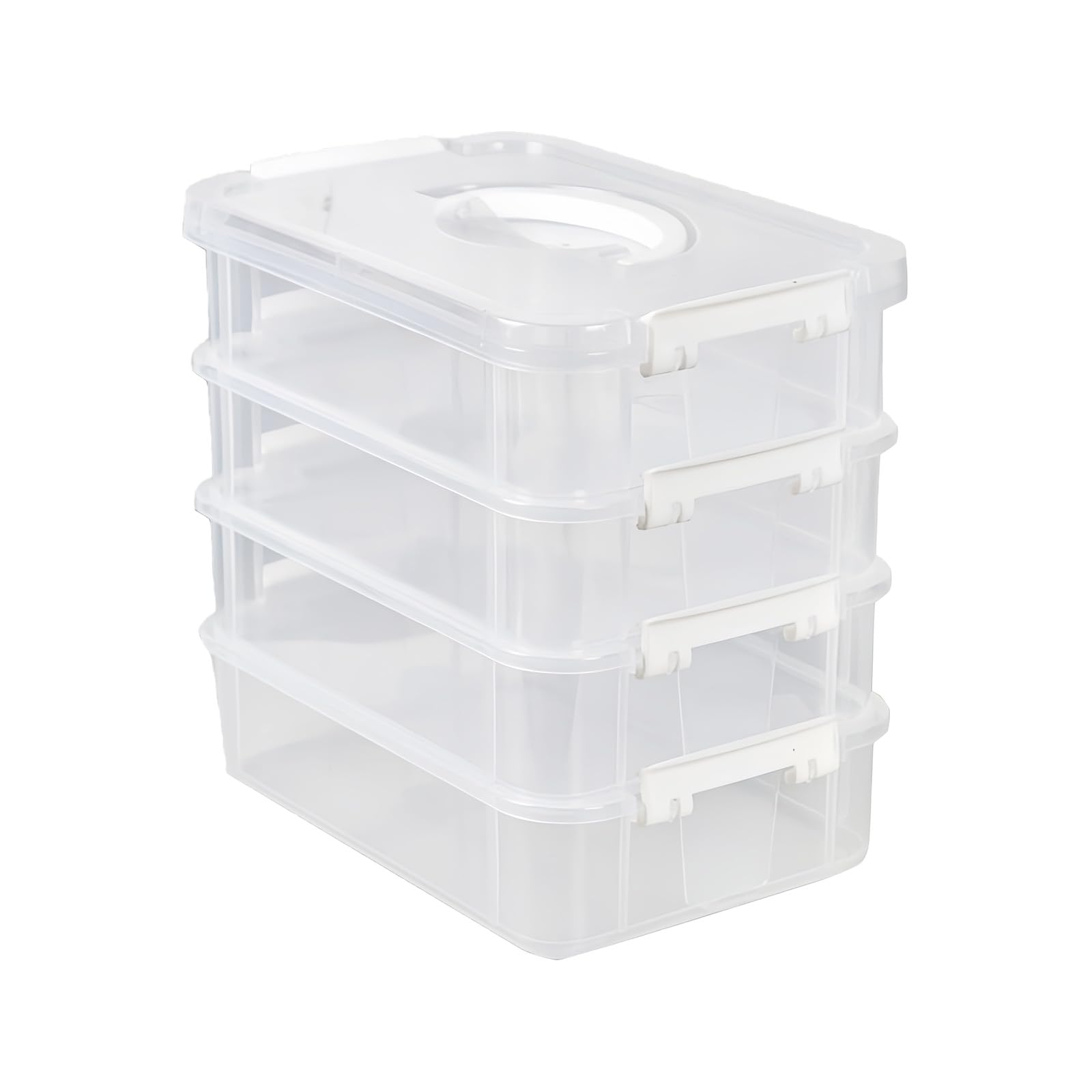 FROMCEO Stackable Storage Box Clear Drawer Containers for Toy Organization Craft Supplies Multiple Section PP Organizers Stackable PP Storage Container