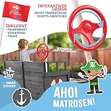 KIDIZ® Sandkasten AHOI - Piratenschiff Boot Segelschiff aus Holz Inkl. Abdeckung, Bodenplane, Sitzbank, Flaggenmast, Spielzeuge | Große Kinder Sandkiste für den Garten | Outdoor Sandbox Antrazit - 5