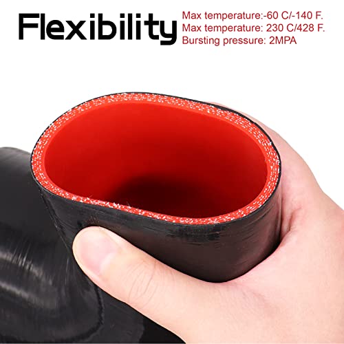 Image of 90 Degree ID 3inch to 4inch Elbow Coupler Silicone Hose 4-Ply with 2PCS Stainless Steel T-Bolt Clamp