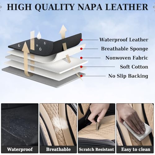 Image of Coverado Car Seat Covers, Back Car Seat Cover, 3-Pieces Leather Seat Cover, Luxury Car Seat Cushion, Luxury Seat Cover Seat Protector Universal Most Cars Trucks SUV