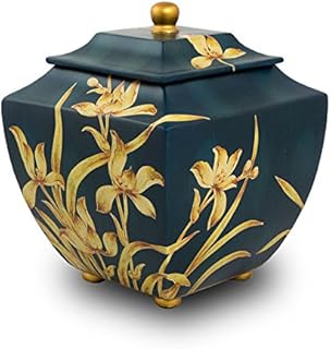 Indigo Orchid Wood Cremation Urn - Extra Large - Holds Up to 200 Cubic Inches of Ashes - Indigo Blue - Engraving Sold Separately