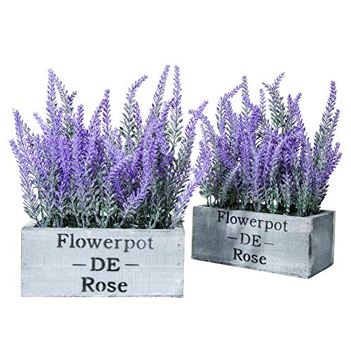 HUAMUK Artificial Flower Lavender Potted Plant with Silk Flower for Home Decor Wedding