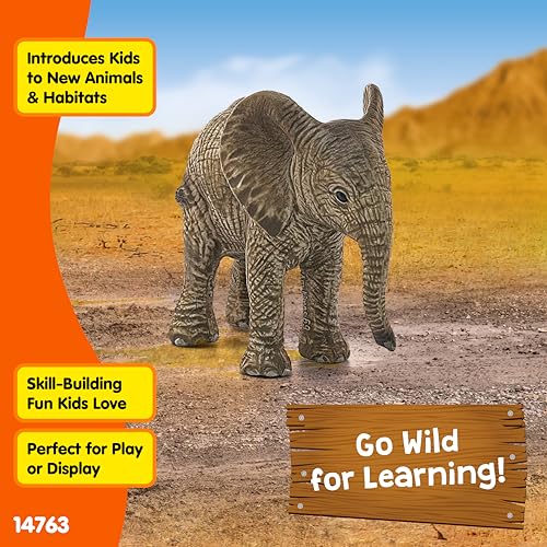 SCHLEICH WILD Life | Elefantenbaby 14763 | detailgetreue Tierfiguren | Zoo Spielzeug | tolles Geschenk für Jungen und Mädchen | Deko für Geburtstag | Spielfigur ab 3 Jahren | 7 x 4 x 6 cm