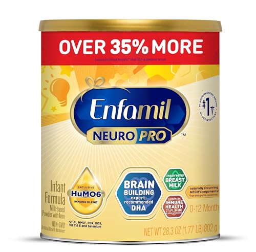 Enfamil NeuroPro Baby Formula, MFGM* 5-Year Benefit, Expert-Recommended Brain-Building Omega-3 DHA, Exclusive Immune Supporting HuMO6 Blend, Infant Formula Powder, Baby Milk, 28.3 Oz