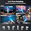 Projecteur Batterie intégrée, videoprojecteur Compatible 4K, Rotation à 220° intégré WiFi Bluetooth, Correction Automatique du trapèze Projector, Mini Vidéo projecteur Portable pour Home cinéma